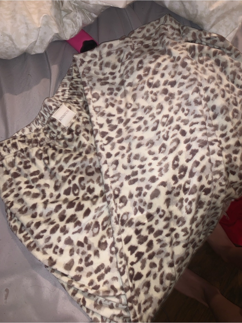 Leopard Print Straight Leg Pants - Cream & Brown